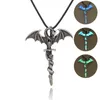 Pendant Necklaces Rinhoo Vintage Magic Steampunk Glowing Luminous Punk Dragon Pendants Mens Jewelry Glow In The Dark Necklace1