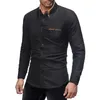 Herrtröjor 2020 Vår New Fashion Märke Fit Solid Färgskjorta Man Långärmad Casual Shirt Camisa Masculina Storlek XXL