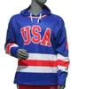 Niestandardowy zespół USA 1980 Miracle na Retro Hokej Hoodki Koszulki Wszelkie imię Dowolne Numer Szyte Bluzy Sportowy Sweter Rozmiar S-3XL