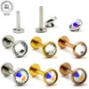 BOG-2PCS 316L 내부 스레드 플랫 CZ Gem Labret Labret Lip Ring Eor Cartilage Tragus Helix Piercing Earring Q JLLQPF