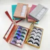 Eyelashes Glitter 5 Pairs Lash Packaging Book Natural 3D 5D Mink Eye Lashes Custom Logo Lash Box with 25mm Eyelashes