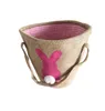 Creative burlap easter eggs bags retro rabbit tail basket wearproof jute rope bunny ear bag DIY kids candy gift storage bucket handbag
