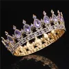 Gold Purple Queen King Bridal Crown For Women Headdress Prom Pageant Wedding Tiaras and Crowns Hair Jewelry Accessories Y11302260