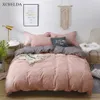 Set copripiumino Full Queen King Solid Pink Luxury Adult Kids Single Twin Lenzuolo Federe 4 pezzi Set biancheria da letto Double 201021
