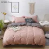 Dekbedovertrek Volledige koningin King Solid Pink Luxe Volwassen Kids Single Twin Bedsheet Kussenslopen 4st Beddengoed Set Dubbele 201021