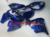 Kit de carenización de motocicleta personalizado para Kawasaki Ninja ZX9R 98 99 ZX 9R 1998 1999 ABS Llamas de plata Fairings Blue Set + regalos KC03