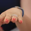 1.2ctw 3.5mm DF Round Cut EngagementWedding Moissanite Lab Growd Diamond Band Ring Solid Äkta 9K Vit Guld för Kvinnor J0112