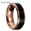 Classic Wedding Tungsten Rings Anniversary For Couples Unisex Dating Rose Gold And Black Accessories Men 8mm/6mm/4 220216