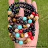 B1361 Rock Bead Elastic Natural Ston Gemston Bangl Universe Galaxy Black Lava Stone Bracelet 8 Planets 7 Chakra Bracelets