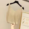 Débardeurs femme Camis strass tricot bas chemise sans manches brillant soie gilet hauts pour femmes 2022