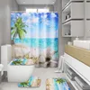 Hav träd sommar strand tryckt mönster badrum dusch gardin piedestal rug lock toalett täcke matta icke-slip badmatta mattan set lj201130