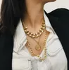 gold plated statement necklace bohemian chunky statement necklaces long chain uk trend coin pendant three layer necklace