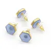 Hit Hexagon 다양 한 색상 크리스탈 스터드 귀걸이 핑크 Drusy Turquoise Lazuli Reiki Stone Earrings 여성용 귀걸이