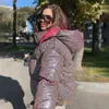 Mode Bling Dicke Blase Winterjacke Frauen Rollkragen Mit Kapuze Parka Gepolsterte Mantel Damen Jacken Herbst Mantel 201027