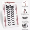 Kit de 10 paires de cils magnétiques Cils magnétiques réutilisables et 4 tubes de kit d'eye-liner magnétique Amélioré 3D Aucune colle nécessaire