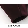 KPYTOMOA 여성 패션 싱글 버튼 대형 모직 코트 빈티지 랜턴 슬리브 포켓 암컷 겉옷 세련된 외투 201215