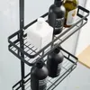 Matte Black Shelves Bathroom Accessories Towel Rack Wall Hanging 2 Layer Hanging Basket Bathtub Tray Multi-function Shower Shelf T200801