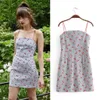 Fashion-Women's Dress Ny Stretch Cherry Print Backless Zipper Sling Klänning Slim Kort Kjol Blogger Street Dress