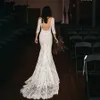 Romantische volledige kant zeemeermin trouwjurk sexy v-hals backless bohemian bruidsjurken 3/4 lange mouwen land bruid jurken photoshoot 2022 lente vestidos de novia