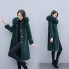 Kadın Kürk Faux Kış Yün Ceket Yaka Kapşonlu Kadın Ceket Zarif Orta Uzunlukta Ince Palto Kadınlar Koyun Kesme Coat1