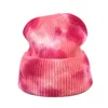 Chapéus de inverno quente para mulheres tintura na moda tintura cordial cabo elástico chapéu de beanie chapéu de malha de malha do beanie diariamente chapéu