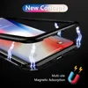 Магнитный чехол для iPhone Адсорбция 12 про максимум 11 XR XS Max X 8 7 6 6S Plus Металл закаленное стекло Назад Магнит