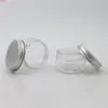 50pcs/lot Empty PET Plastic Jars Aluminum Silver Lids Clear Pots Cosmetic 30g 1oz Containergood qualtity