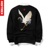 Sweatshirts Mannen Zomer Borduurwerk Dier "Japanse Kraan" Chinese Stijl Mens Hip Hop Terry Crewnecks Sweatshirt 5XL # TS002 201103