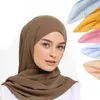 2020 di modo Del Ciglio Della Sciarpa Delle Donne Chiffon Hijab Musulmano di Grandi Dimensioni Pianura Scialle di Alta Qualità Ciglia Sciarpe Ciglia Sciarpa di Chiffon