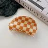 Fashion Girls Hair Claw Clip Accessories Acrylic Semilune Color Lattice For Women Hairpins Headdress2036256