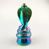 Commercio all'ingrosso Pretty Rainbow Color Glass Cobra Bong Pyrex Bong in vetro spesso Glow In the Dark Filtro Fumo Hooka Pipa ad acqua 4 colori