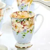 300ML, bone china ceramic coffee mug, tazas cafe floral painting, present creative tea cup, vintage ceremony 220311