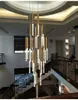 Lustre Led Chandelier para Escadaria Longa Lâmpada de Cristal Moderno Sala de Estar Grande Cristal Luminária Luminária Casa Decoração Indoor Iluminação