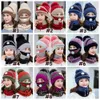 Knitted Hats Masks Scarf Set 3pcs/Set Beanies With Valve Mask Scarf Winter Wool Pompon Casual Hat Sets Party Supplies Party Hats w-00517