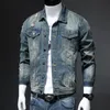 Giacche da uomo Capispalla invernale da uomo Jean Capispalla autunnale Top casual Giacca da uomo Cappotti a maniche lunghe ispessimento denim con foro maschile