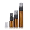 Wholesale Empty 3ml 5ml Amber Mini Atomizer Perfume Spray Bottle Perfume Tester Vials With Black Plastic Cap