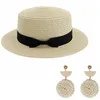 Ouder kind strand hoed vrouwelijke casual zon hoeden dame vrouwen platte rand bowknot stro cap meisjes zon hoed