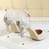 Hot Sale-Spring / Summer 2018 Crystal Princess Shoes Gold Sequins High Heels Fine Heels Wedding Silver Bride Pointy Bridesmaid Single Shoes