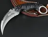 Top Quality Karambit Knife D2 Satin / Black Stone Wash Blade Full Tang Black G10 Handle Claw Knife With Leather Sheath