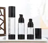 15ml 30ml 50ml 80ml 100ml Tom svart luftfri pumpdispenserflaska Refillerbar Lotion Cream Vacuum Spray Bottle Atomizer