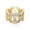 Hiphop erkek elmas yüzükler buzlu bling kübik zirkonya mücevherleri 18k altın kaplama Küba zincir yüzüğü marka tasarımı hip hop mücevherleri6115442