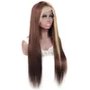 Ishow 28 30 tum 150% 180% 250% hög densitet 4 * 4 Mänskliga hårpärlor Transparent spetsavslutning peruk rak för kvinnor Honey Blonde 4/27 Highlight Ombre Färg