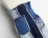 Nieuwe lente zomer hoge taille losse hit kleur denim pocket blauw lang breed poot jean broek mode jr841 201109