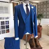 2021 Business Navy Blue Men Suits With Pants 3 Piece Groom Suit Smoking Tuxedo Jacket Wedding Suits For Men Best Man Blazer