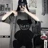 Coreano hip hop streetwear tops mulheres engraçado punk manga curta casal camiseta senhoras urso imprimir garota