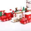 Top Sprzedawca Boże Narodzenie Drewniany Pociąg Dzieci Christmas Day Gifts Green / White / Red Christmas Drewno Train Snowflake Malowane Xmas Decor Ornament