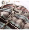 Jesień koreańskie kardigan luźny kolor retro tkany żakard gruby ciepły dzianinowy sweter guziki w paski kurtki Kobiety 201225