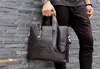 Brand Designer Men Briefcase Black Genuine Leather Alligator Pattern Designer Handbag Business Men Laptop Bag Messenger Bag215g