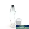 5 pièces pierre précieuse naturelle boule de rouleau bouteille transparente parfum d'huile essentielle 10 ml rouleau sur des bouteilles en verre épais avec des éclats de cristal