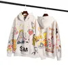 Heren Hoodies Herfst Modemerk Saint Michael Vintage Amerikaanse Cartoon Illustratie Pluche Hooded Pullover Heren Trui